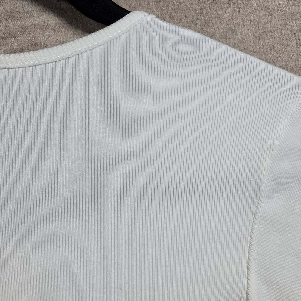 Ribbed Long Sleeve Henley Gold Snapp Womens Size S White - Picture 9 of 10